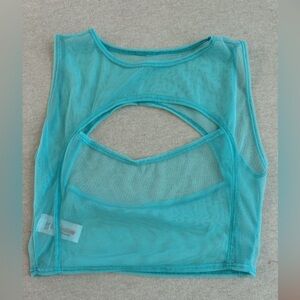 Blue mesh crop top